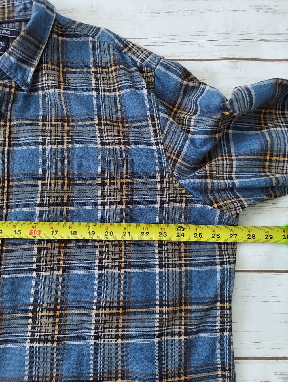 Lands' End Men's Blue Plaid Flannel Shirt XXL 18-18 1/2 - Picture 8 of 12